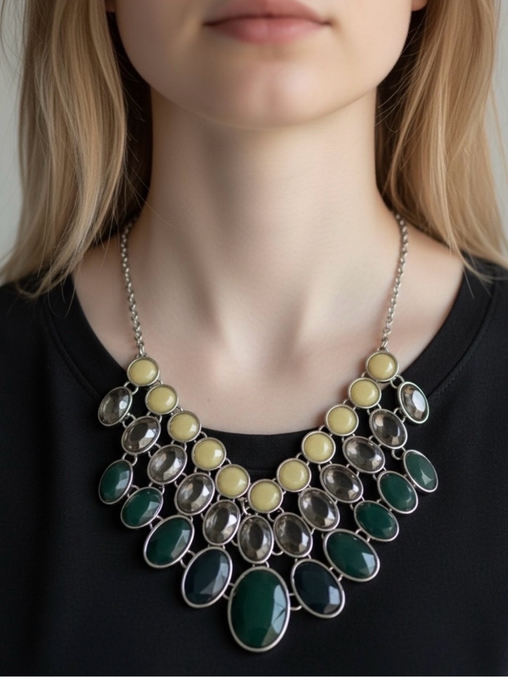Statement Yellow and Green Bib Necklace